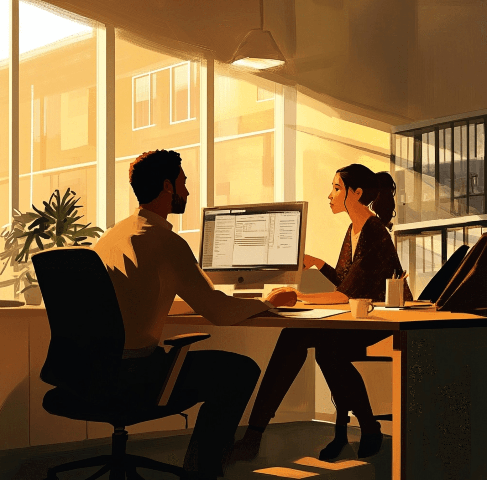 Professional navigating AI tools in a modern workplace setting