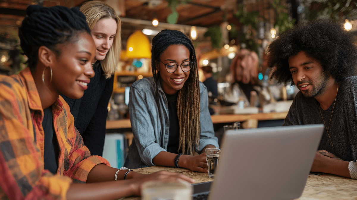 Digital marketer using AI tools for content creation on multiple devices